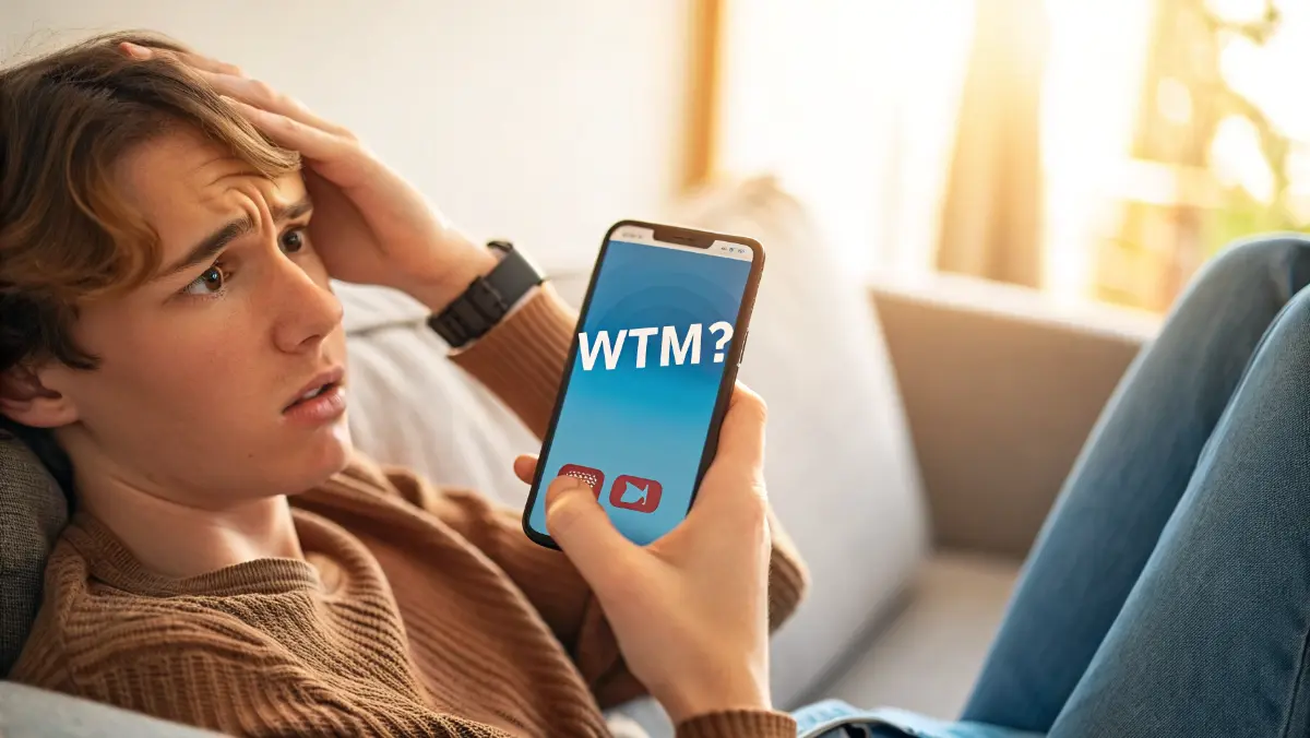 Person texting WTM on smartphone wondering what does WTM mean in text messages